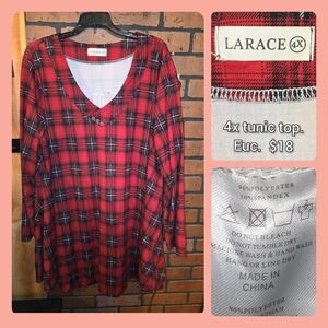 Larace Red Plaid Women's Tunic Top